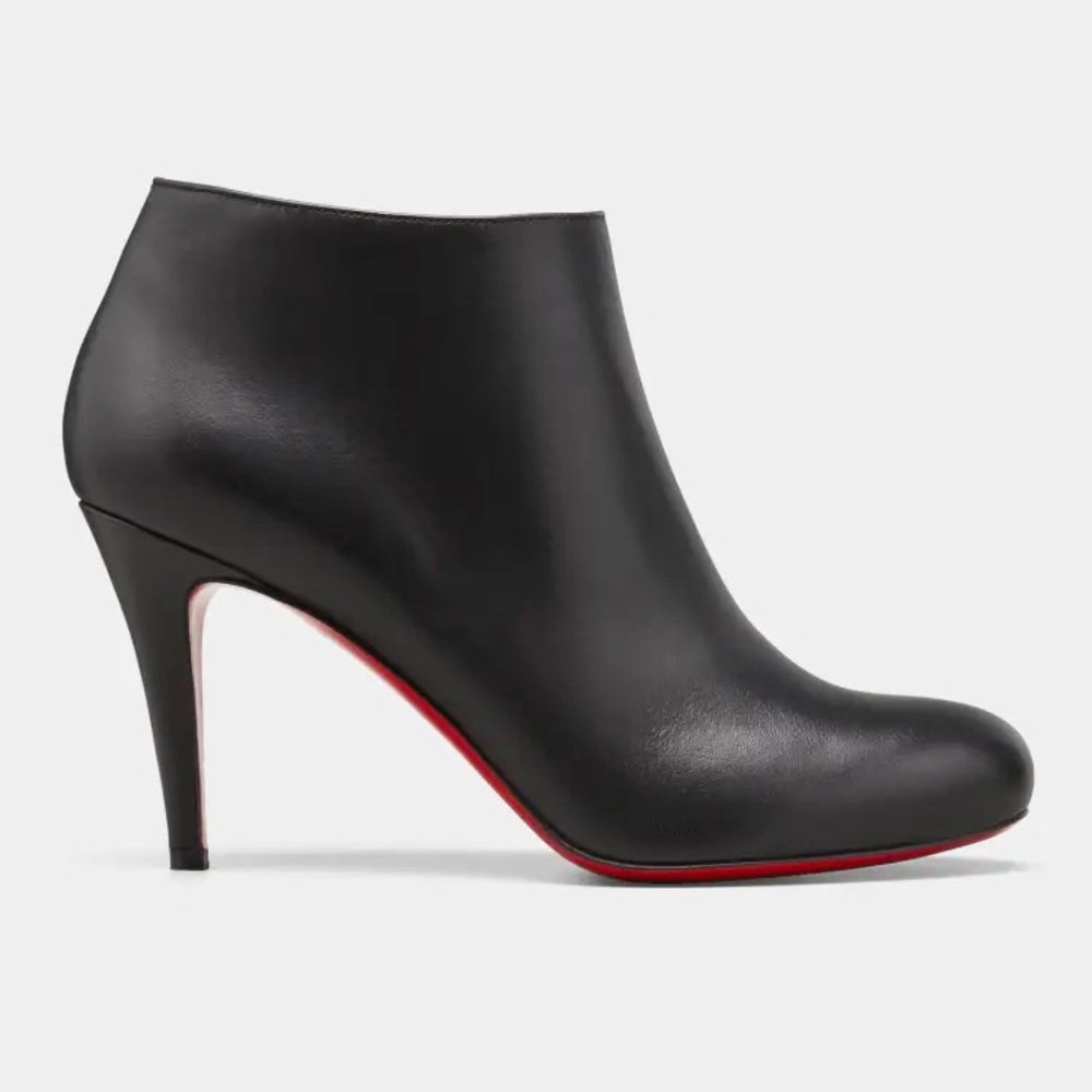 Christian Louboutin Belle Leather Red-Sole Ankle Boots, Black, Women's, 35